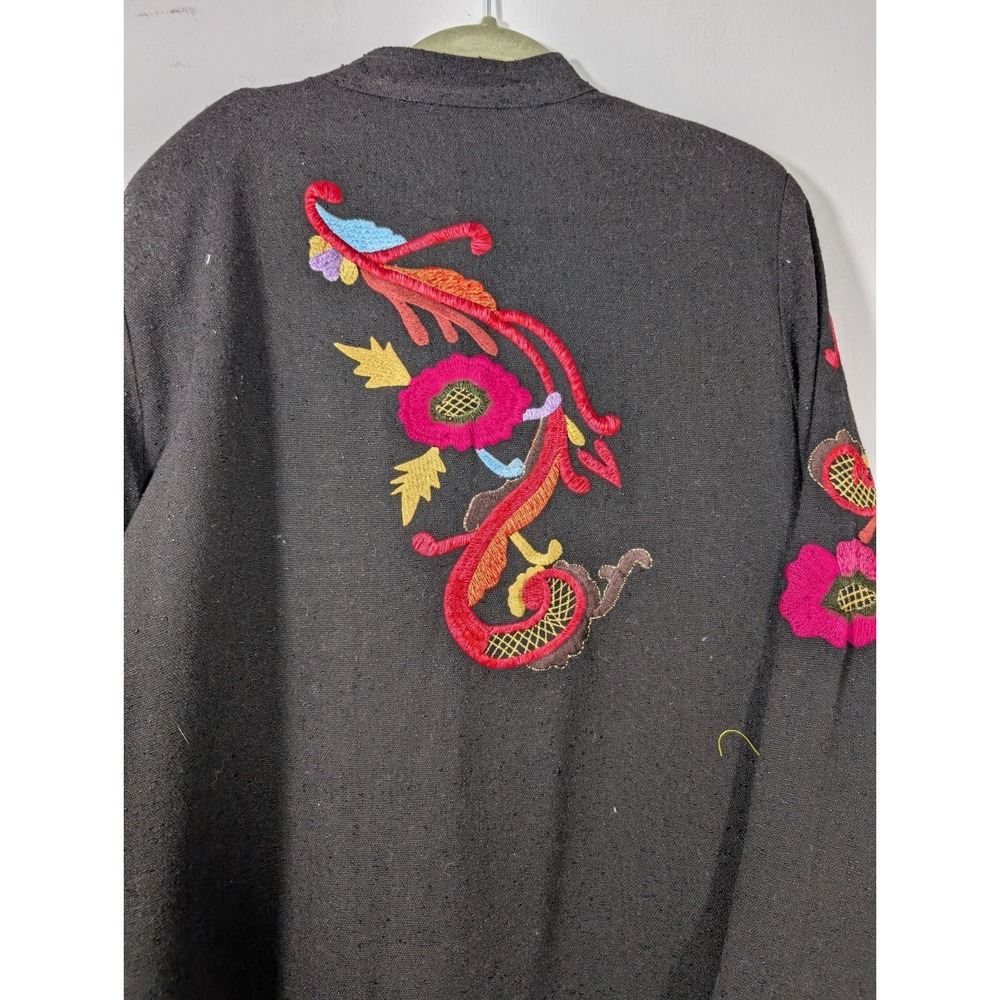 Soft Surroundings Long Embroidered Sweater/Jacket Floral Clasp - Picture 8 of 8